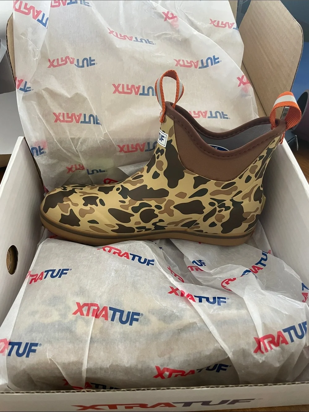 XTRATUF Men’s Camo Low-Cut Rain & Snow Boots — Brown/Beige